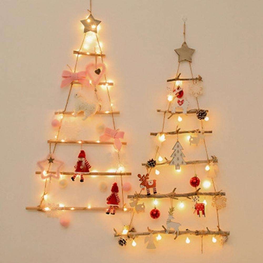 Diy Christmas Tree Wooden Wall Hanging New Year Decoration,white