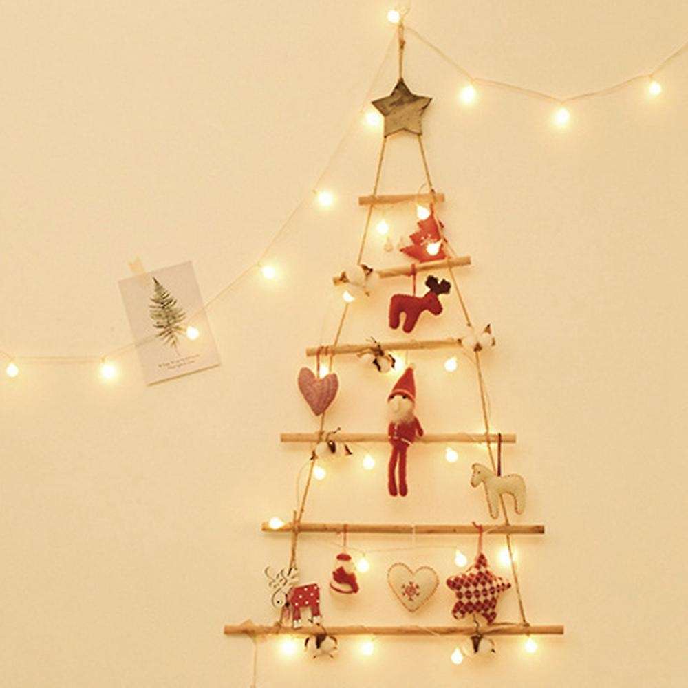 Diy Christmas Tree Wooden Wall Hanging New Year Decoration,white