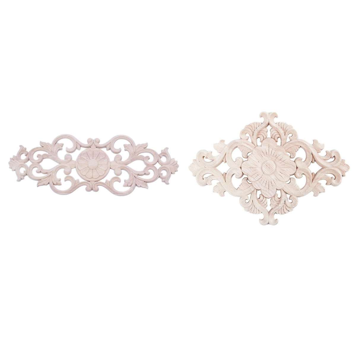 Rubber Wood Carved Applique Retro Furniture Crafts Decor(40 X 15cm)