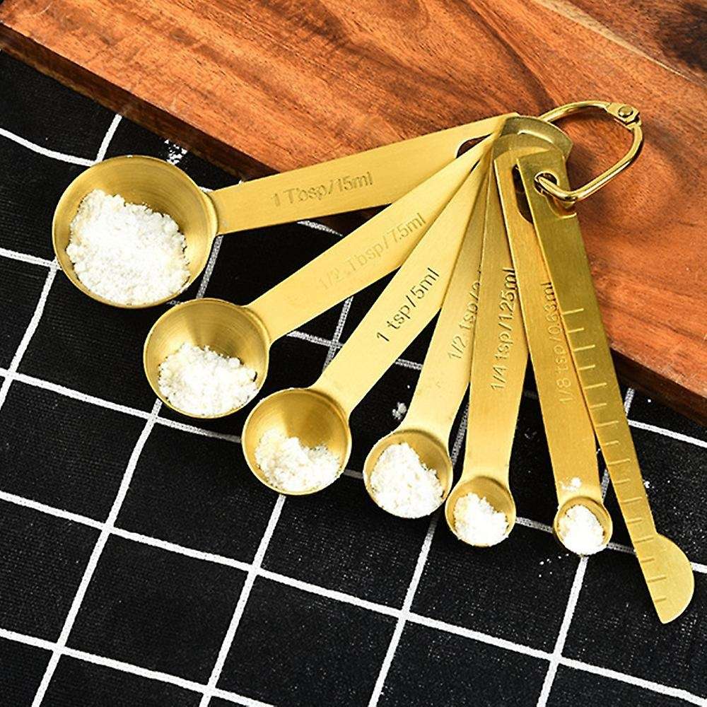 7pcs/set Measuring Spoon Stainless Steel Measuring Cup Coffee Gold