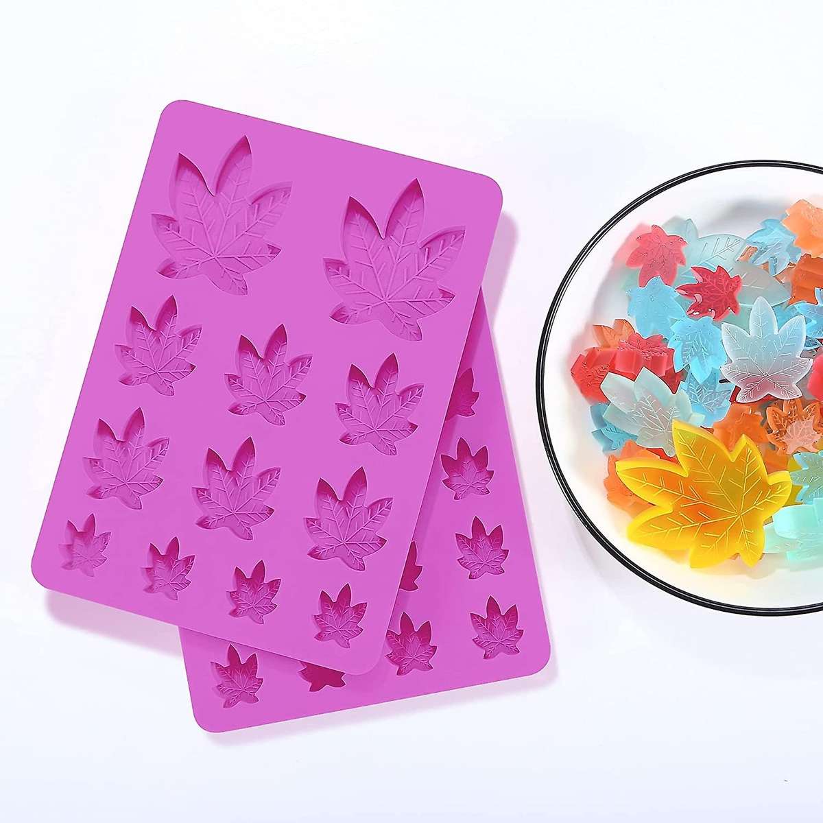 2 Pack Gummy Leaf Silicone Candy Mold, Chocolate Gummy Molds -purple