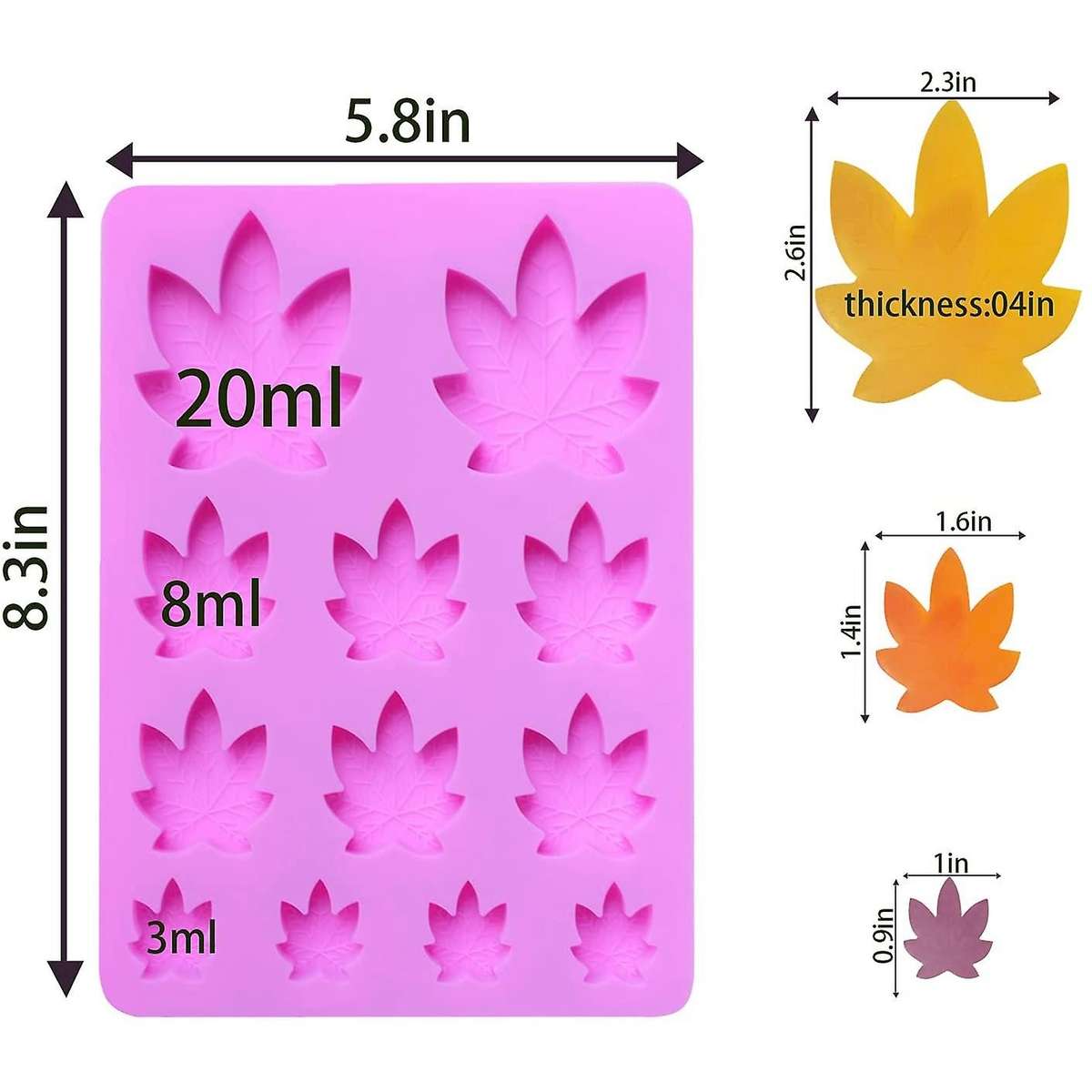 2 Pack Gummy Leaf Silicone Candy Mold, Chocolate Gummy Molds -purple