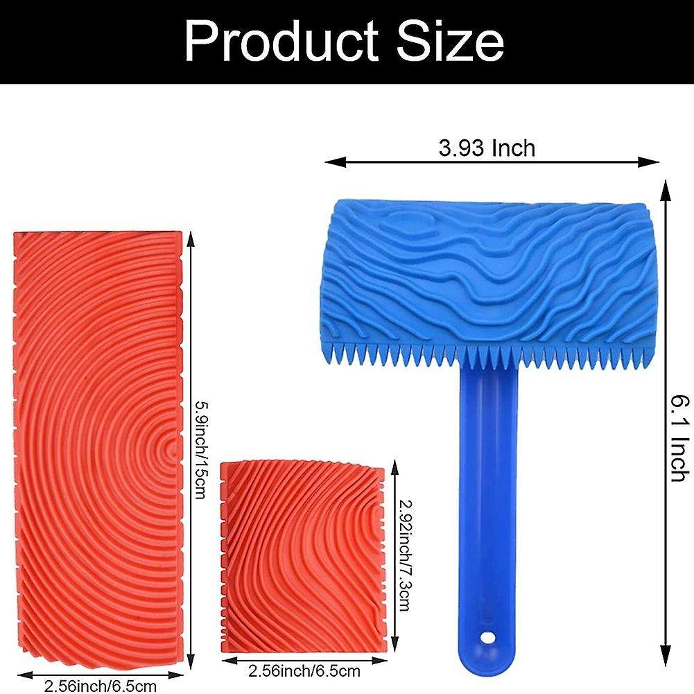 3pcs Wood Grain Painting Tool, Wood Texture Graining Tool with Handle