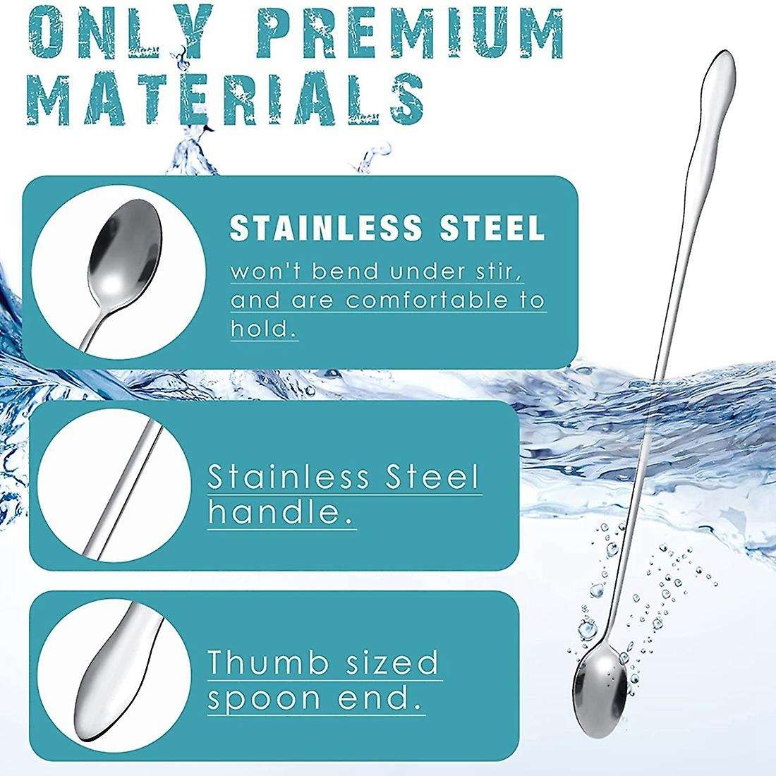 8 Pcs Stirring Spoons Long Handle Mixing Spoon Ice Cream Spoon