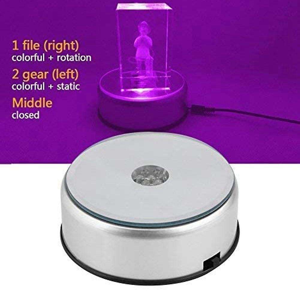 Led Colored Rotating Crystal Display Base Stand with Usb Cable