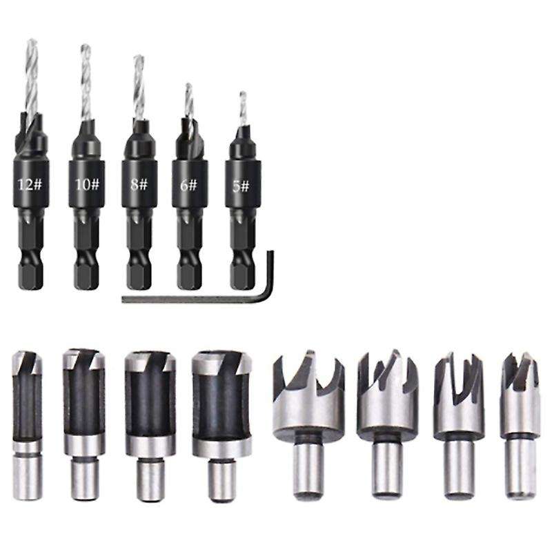 14 Pcs Wood Plug Hole Cutter Chamfered Plug Cutter Drill Bits