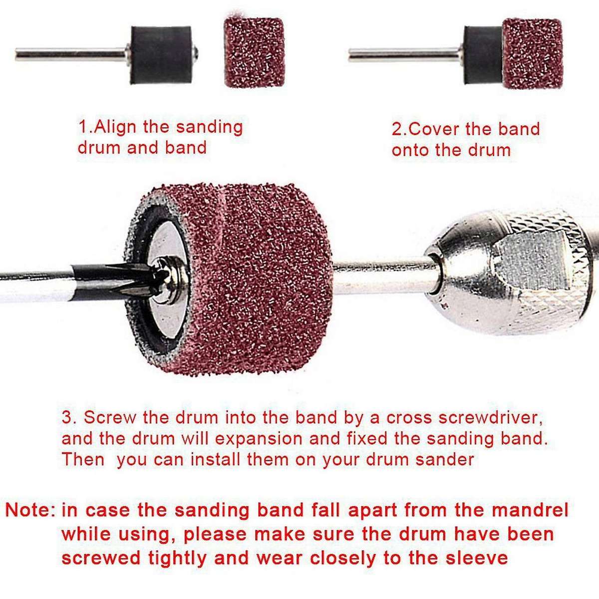 132 Pieces Drum Sander Set with Free Box for Dremel Rotary Tool