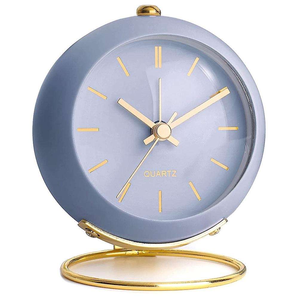 Battery Operated Desk Alarm Clocks with Light,retro Silent Blue