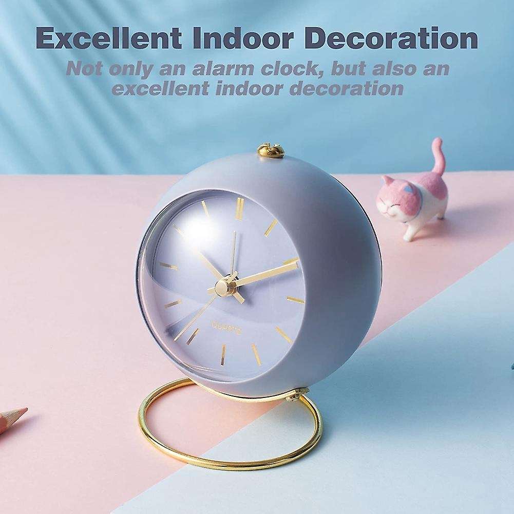 Battery Operated Desk Alarm Clocks with Light,retro Silent Blue