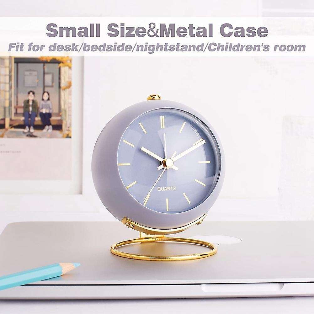 Battery Operated Desk Alarm Clocks with Light,retro Silent Blue