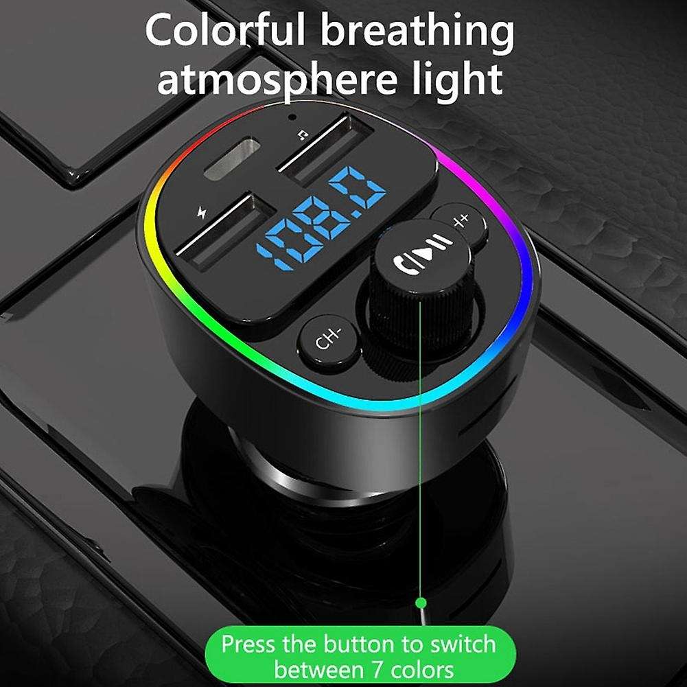 Car Bluetooth Player Colorful Atmosphere Light Adapter Handsfree