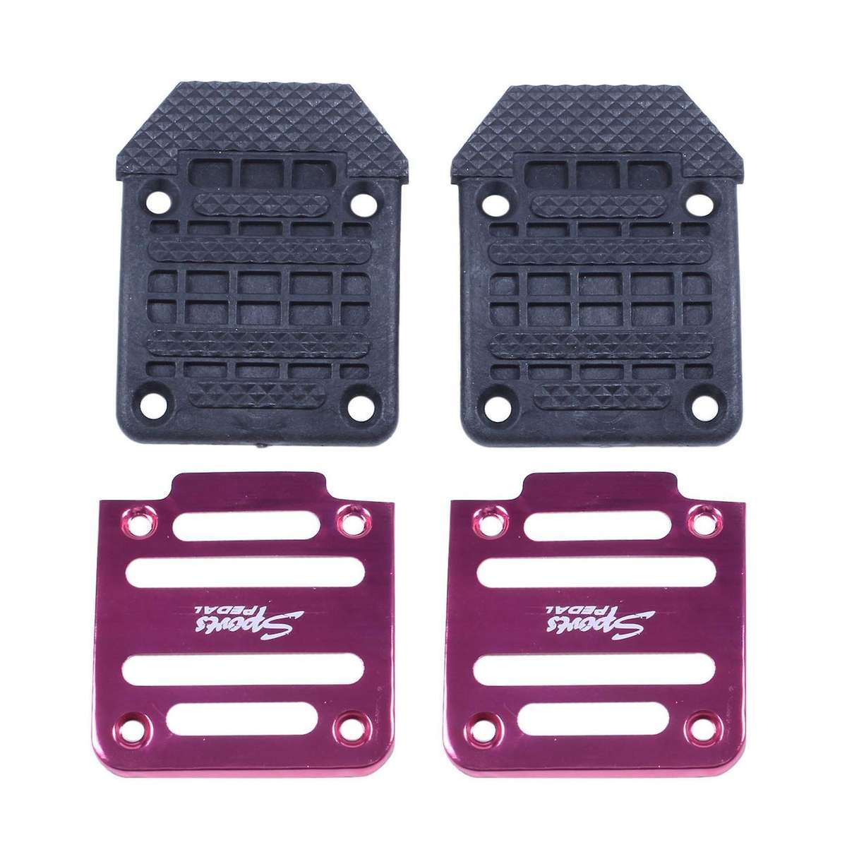 3 Pcs Black Red Metal Plastic Nonslip Pedal Cover Set for Car