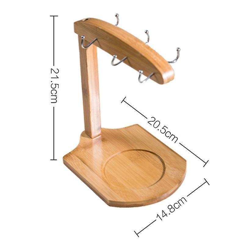 Bamboo Coffee Cup Holder Mug Rack Holds 6 Mugs for Coffee Mugs Saucer