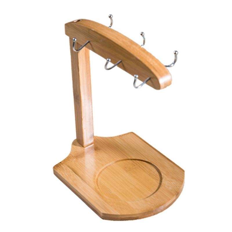 Bamboo Coffee Cup Holder Mug Rack Holds 6 Mugs for Coffee Mugs Saucer