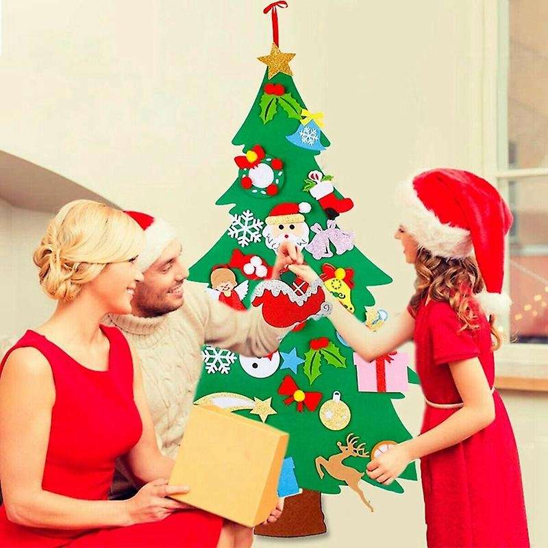 Kids Felt Christmas Tree Ornaments Gift Diy Door Wall Hanging Decor