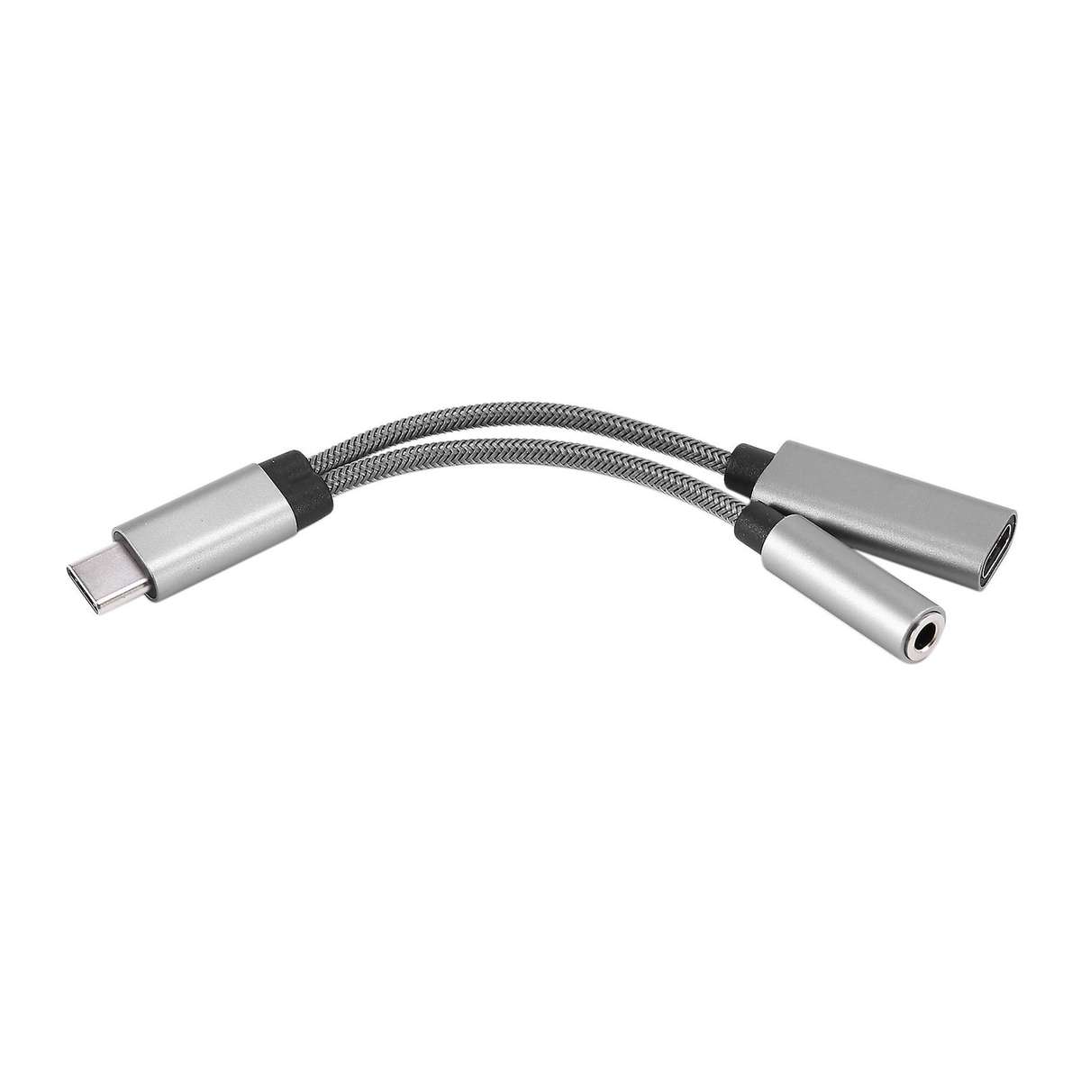 Usb C to 3.5mm Headphone Jack Adapter 2 In 1,audio Cable Gray