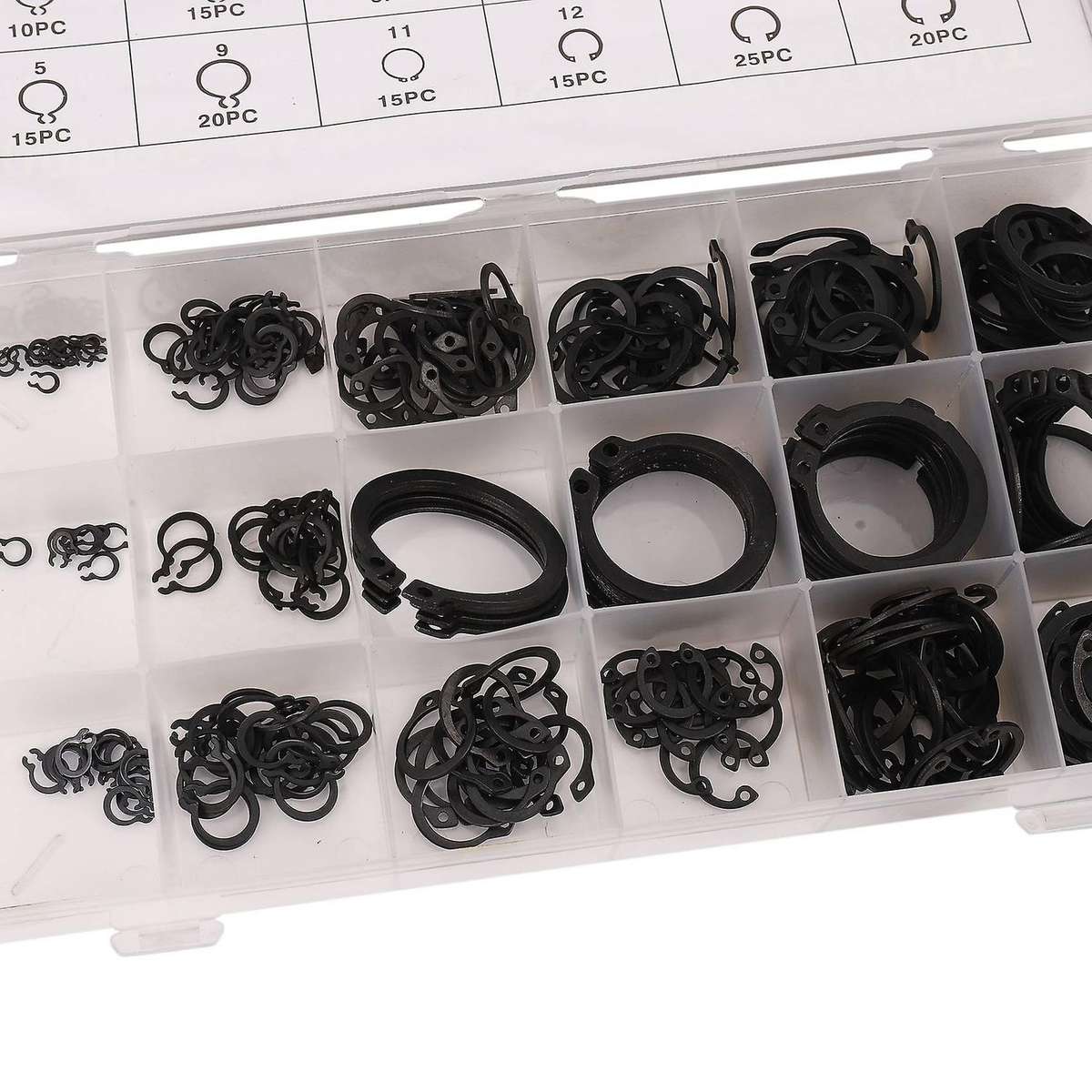 300 Piece C-clips External Snap Ring Washer Hardware Cir Clip Set