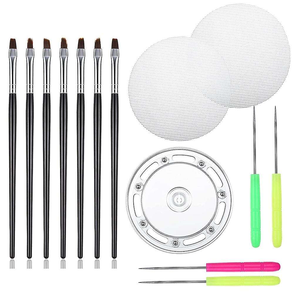 14 Pieces Cookie Decorating Kit Including Turntable, 2 Silicone Mats