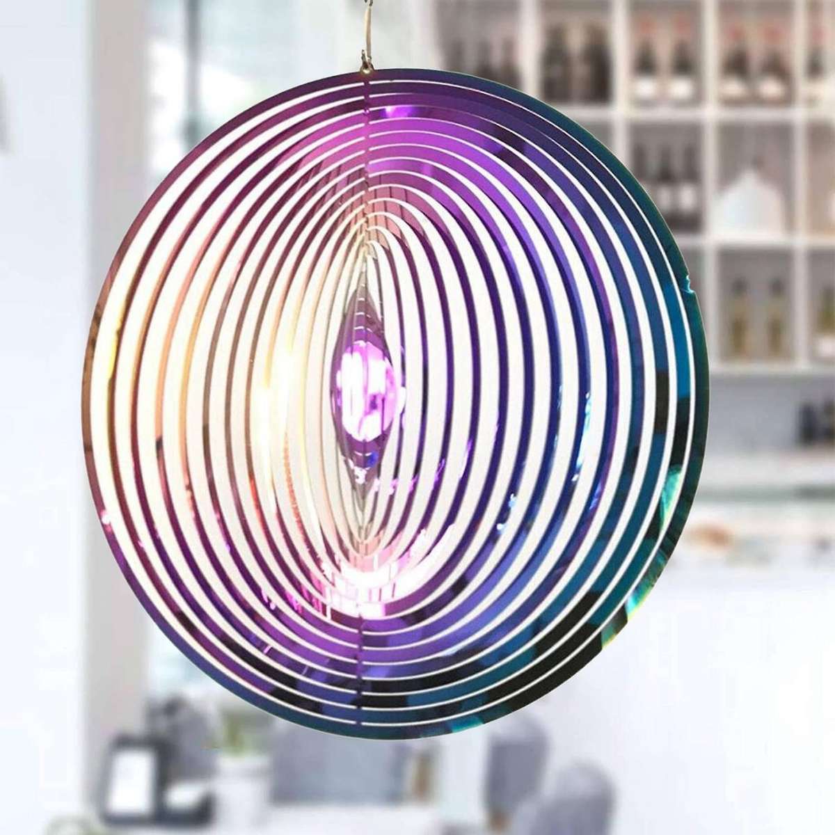 Round 3d Three Dimensional Rotating Wind Chimes 3d Metal Garden Decor