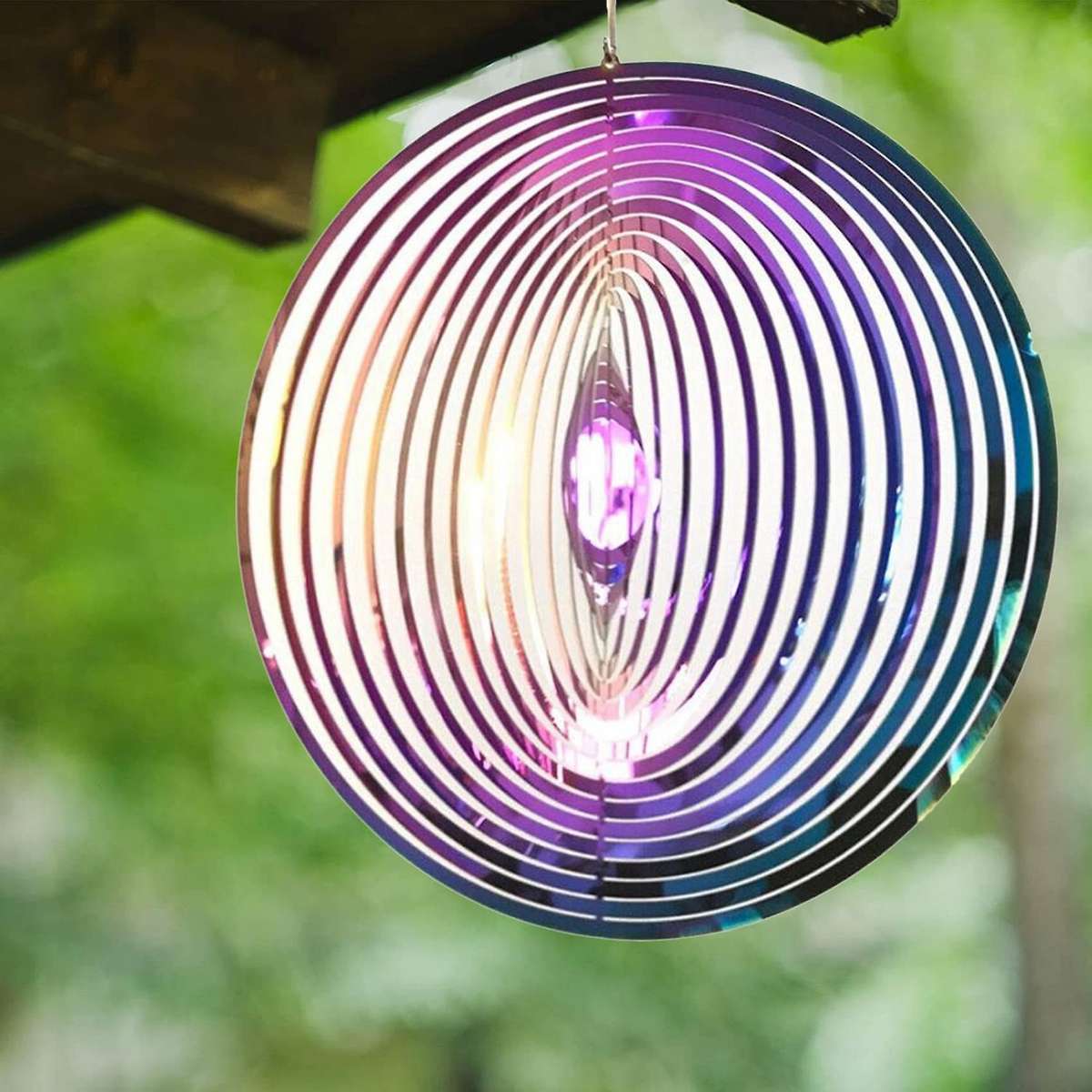 Round 3d Three Dimensional Rotating Wind Chimes 3d Metal Garden Decor