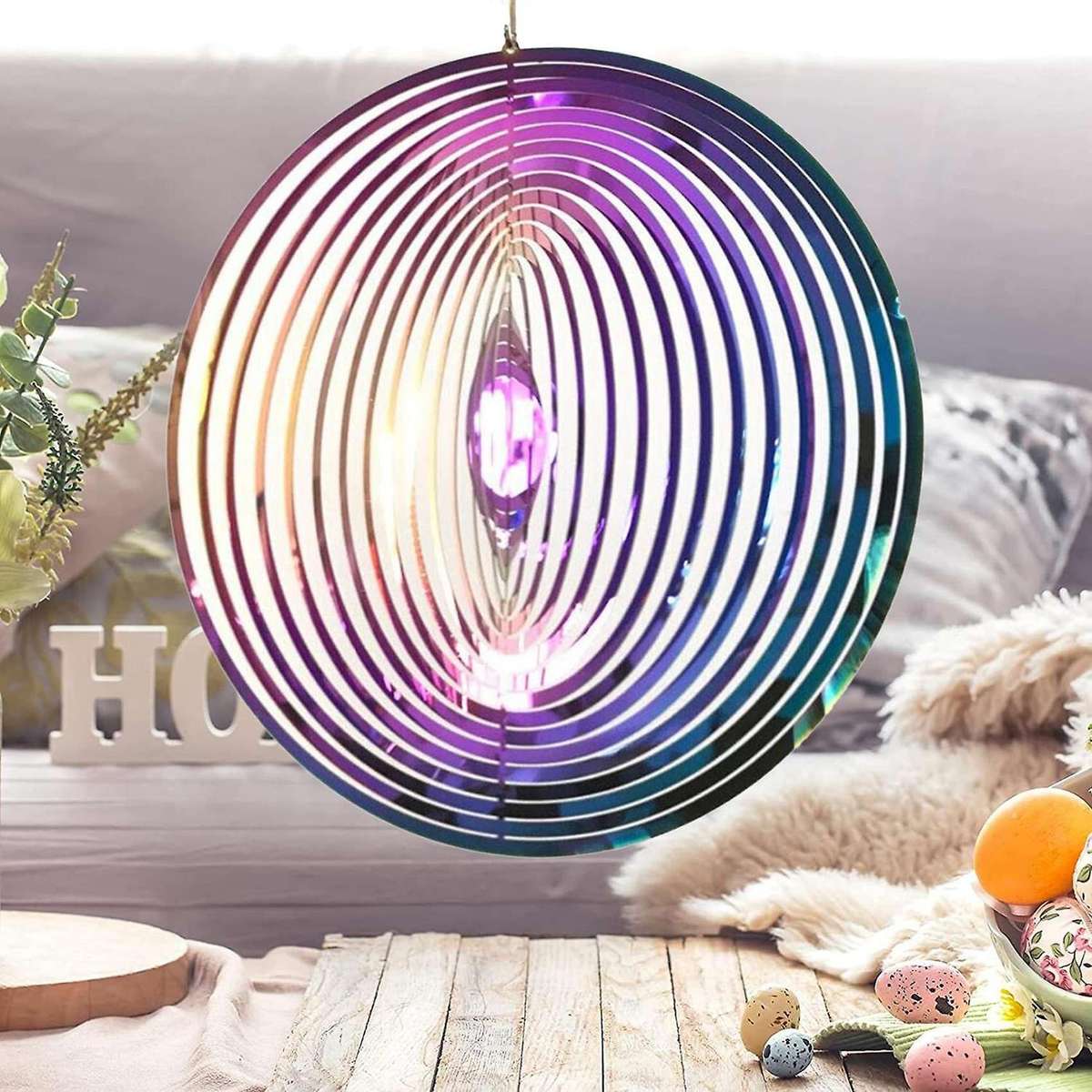 Round 3d Three Dimensional Rotating Wind Chimes 3d Metal Garden Decor