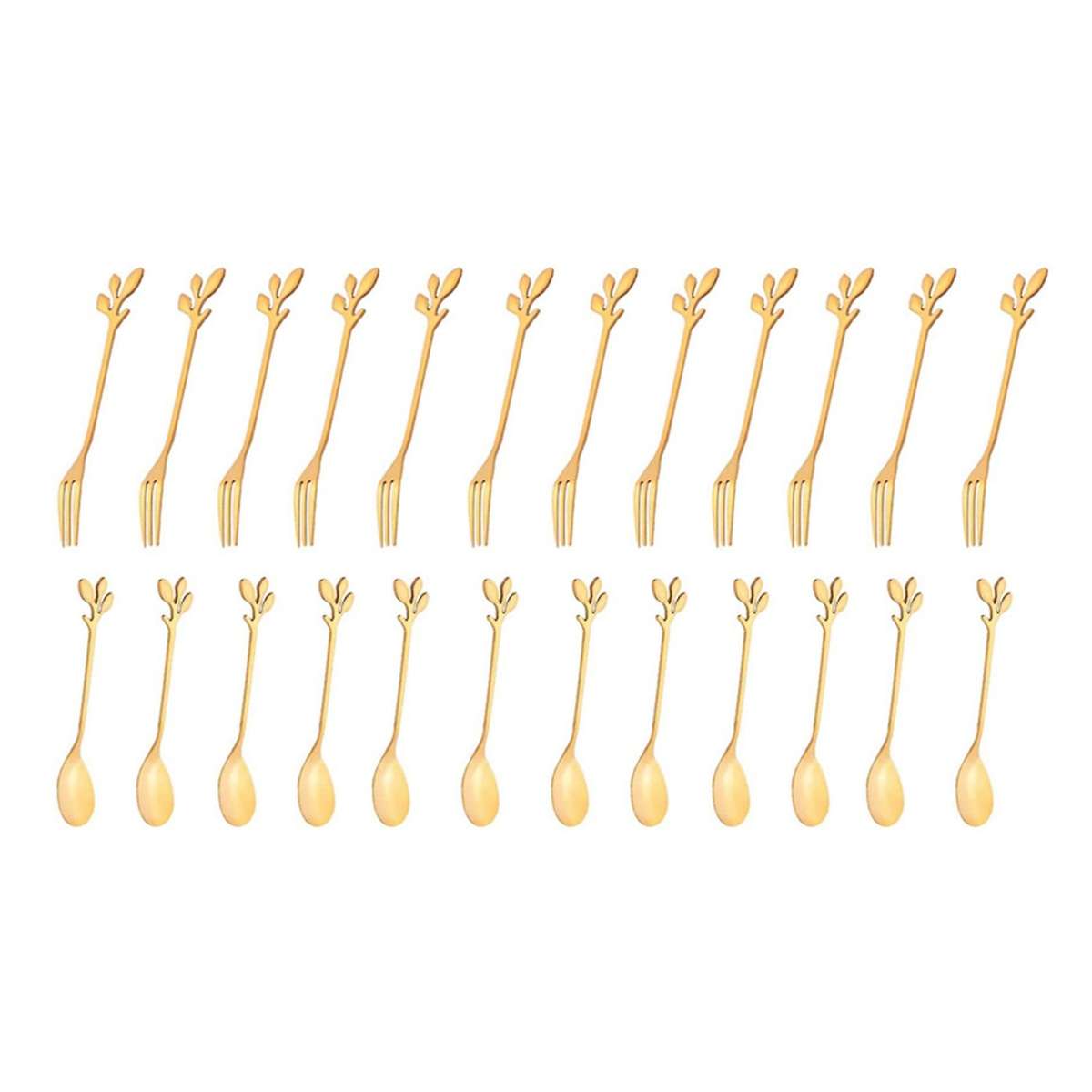 24 Packs Of Stainless Steel Fork and Spoon Set, Ice Cream Tea Spoon