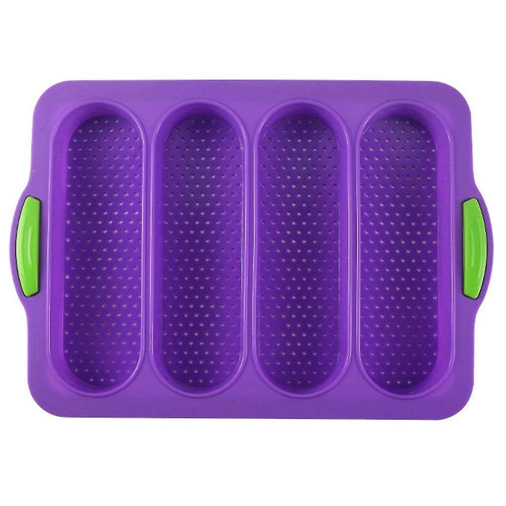 4 Slot French Stick Silicone Molds Bread Oven Cake Mold (purple)