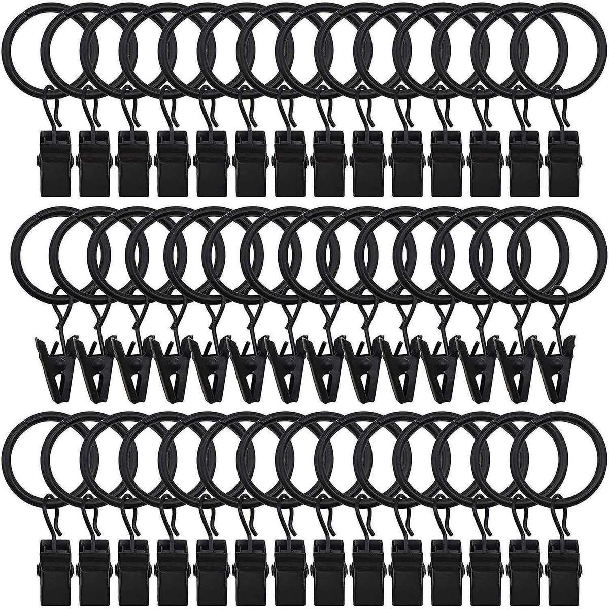 42 Packs Of Curtain Ring,with Clips,decorative Curtains,1 Inch,black