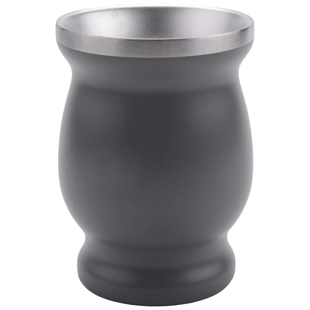 Double-wall Stainless Yerba Mate Gourd Tea Cup Set ,gray