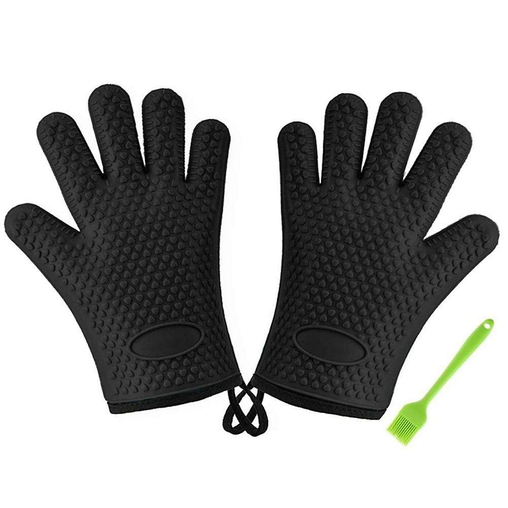 Heat Resistant Silicone Waterproof Non-slip Oven Mitts for Kitchen