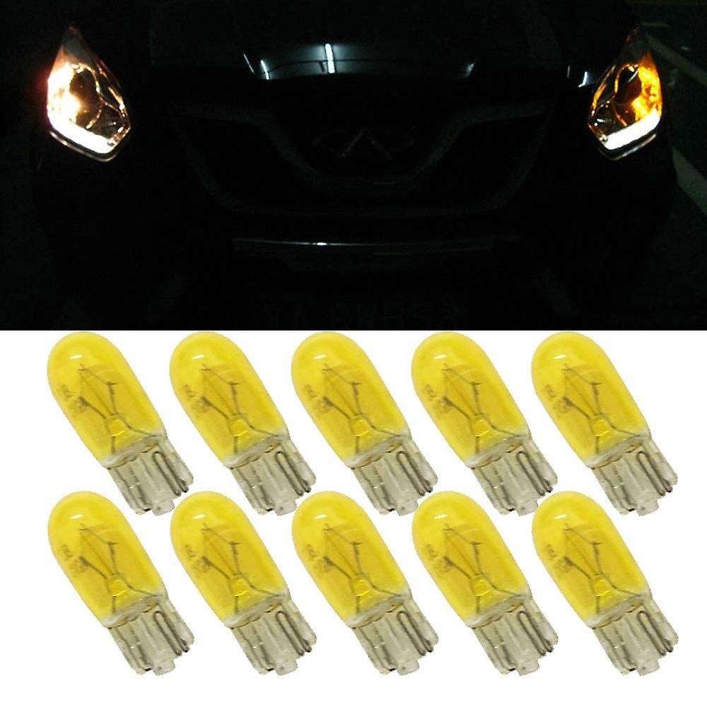 100pcs Dc 12v T10 W5w 194 501 5w Car Halogen Bulb Yellow