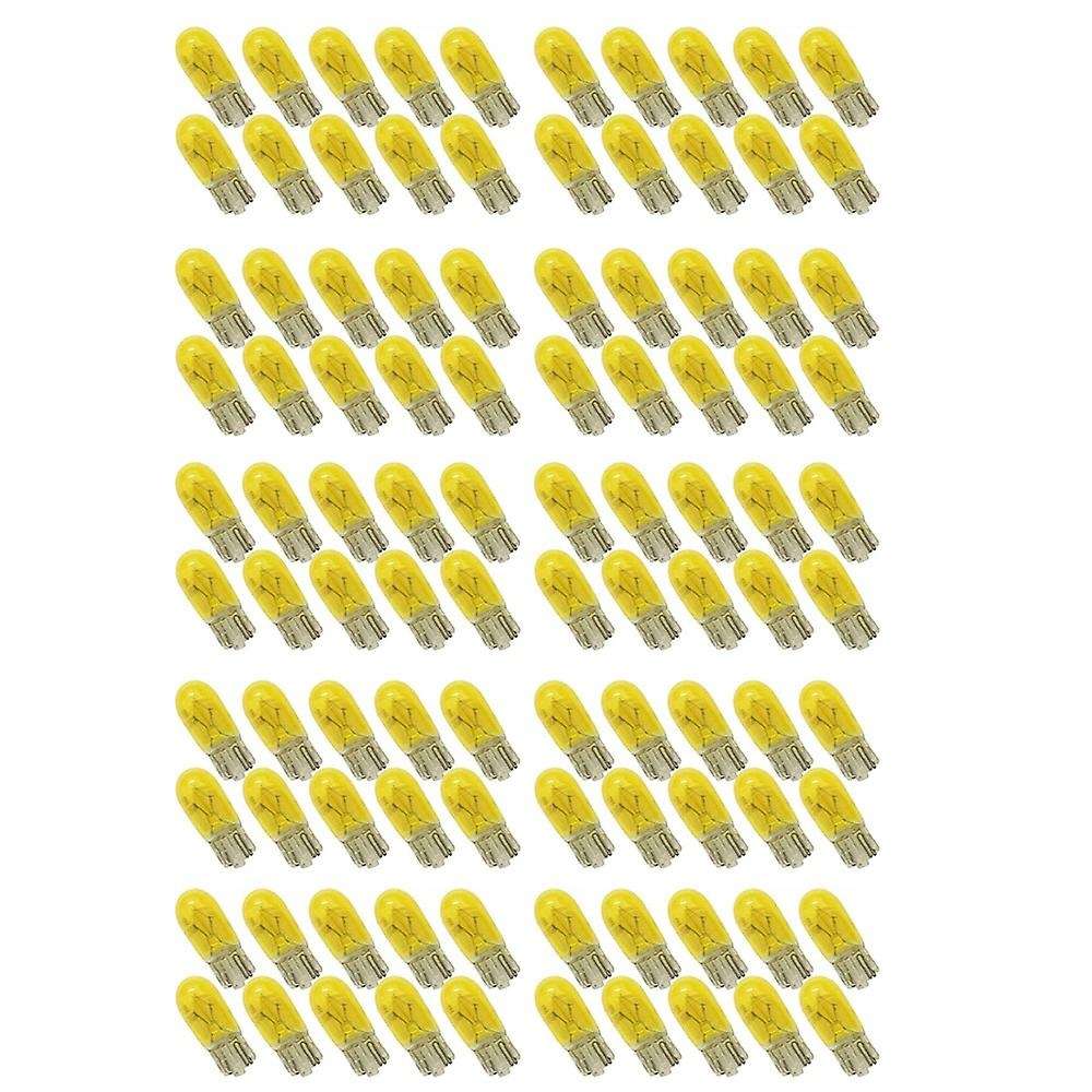 100pcs Dc 12v T10 W5w 194 501 5w Car Halogen Bulb Yellow