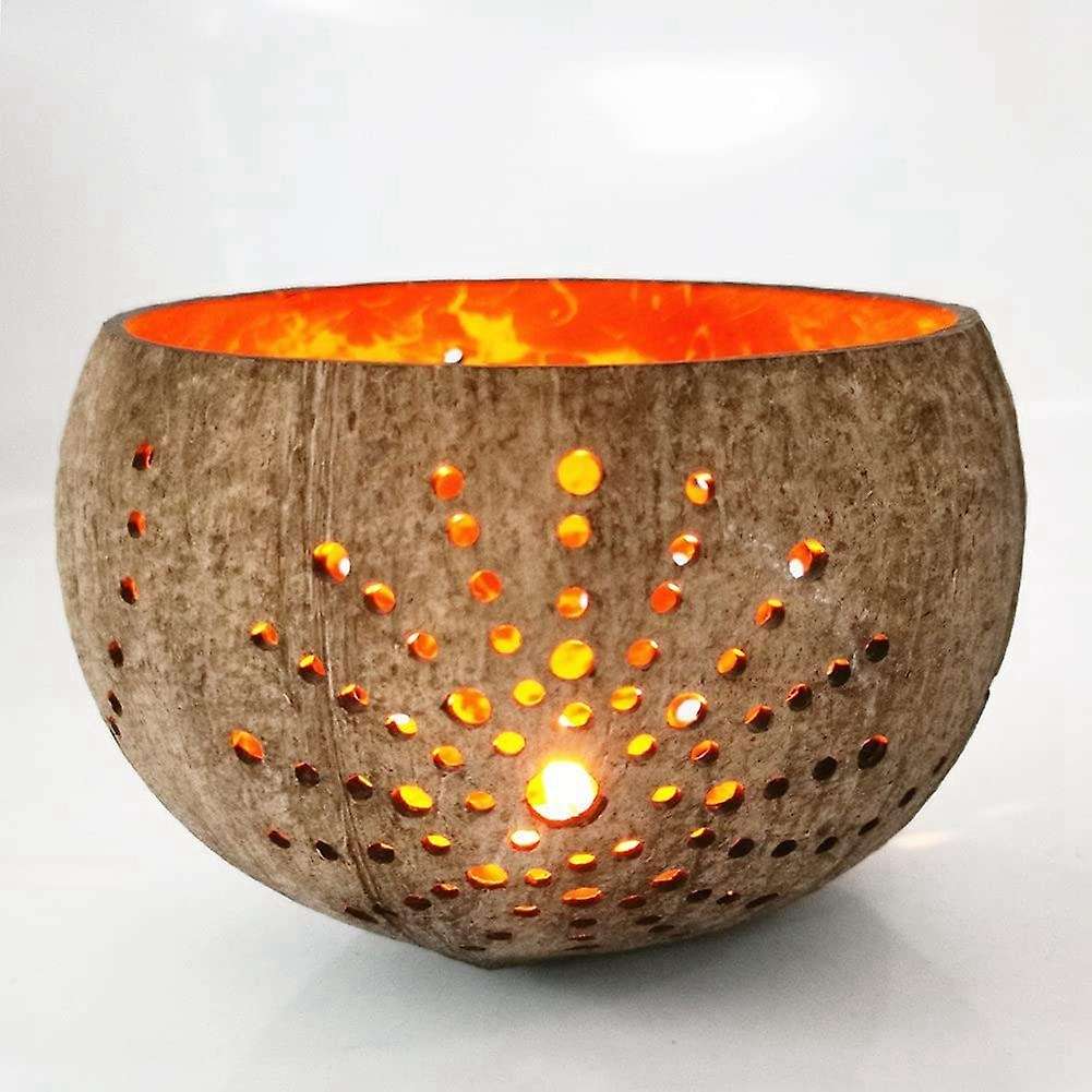 Coconut Shell Candle Holder for Tealight Small Pillar Rustic Candle