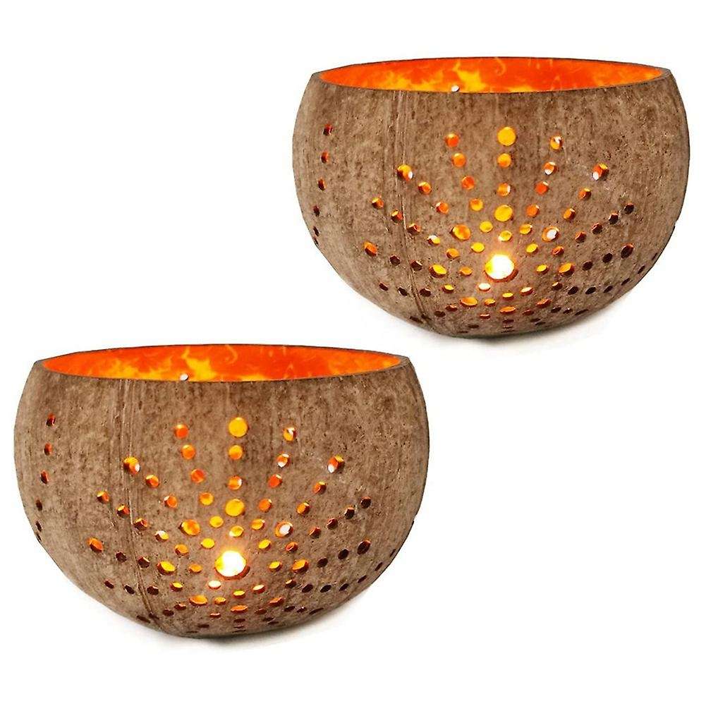 Coconut Shell Candle Holder for Tealight Small Pillar Rustic Candle