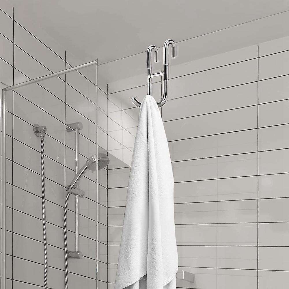 Shower Door Hooks, Towel Hanger for Bathroom, Door Hooks, Silver