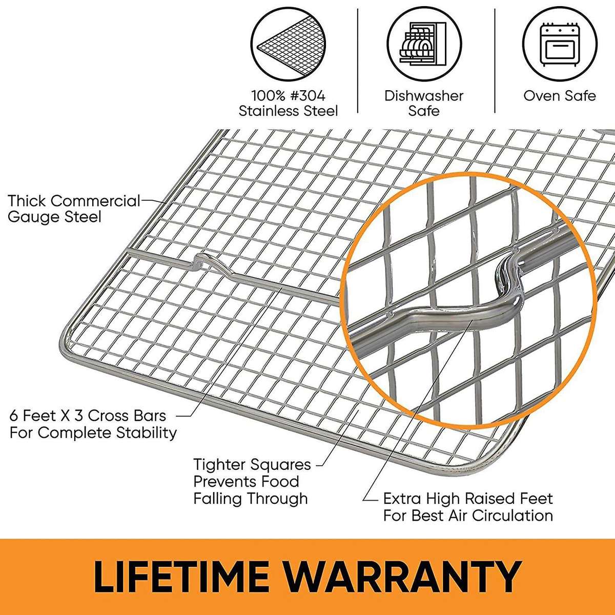 Baking Rack,fits Quarter Sheet Pan, Stainless Steel, for Oven 40x30cm