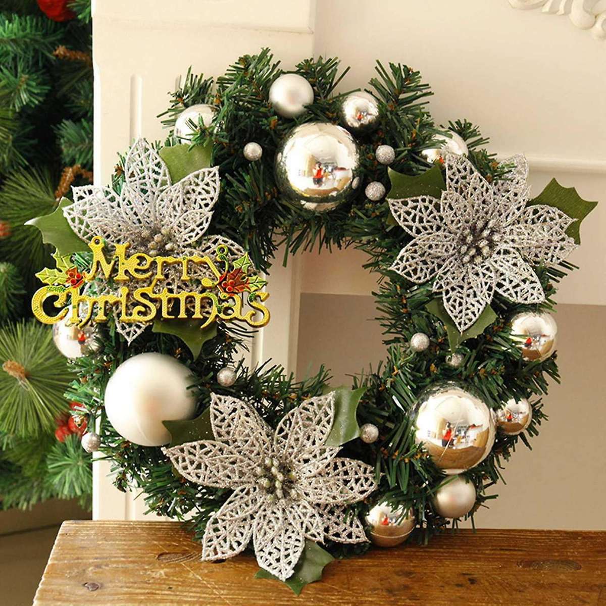 Christmas Wreath 30cm Garland Christmas Ornament Elegant Red