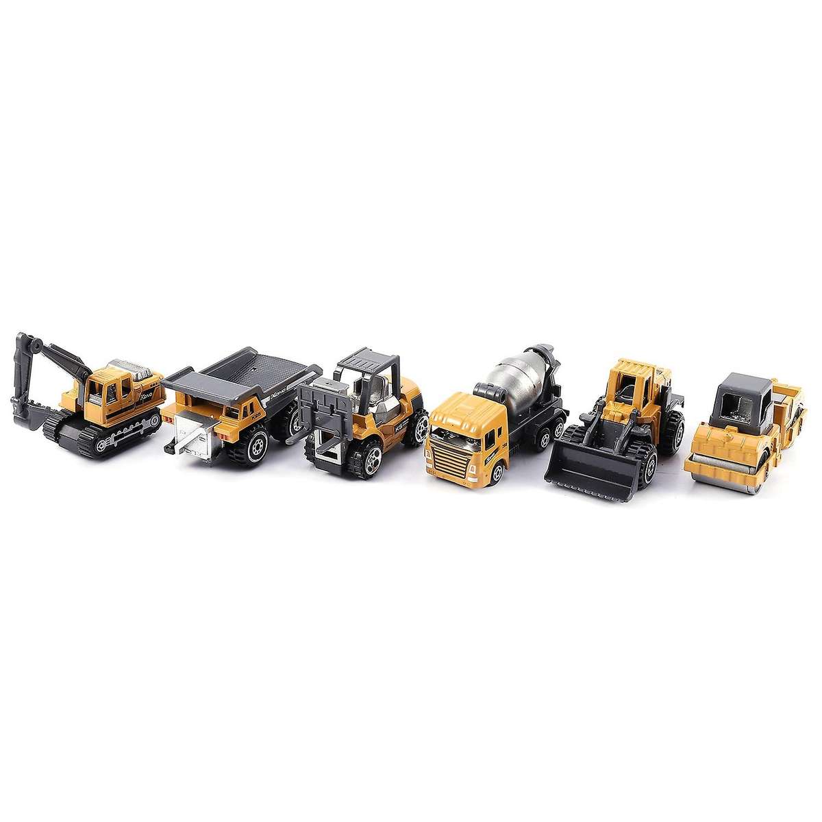 6 Pcs Alloy 6in1 1:64 Metal Diecast Engineering Forklift Excavator
