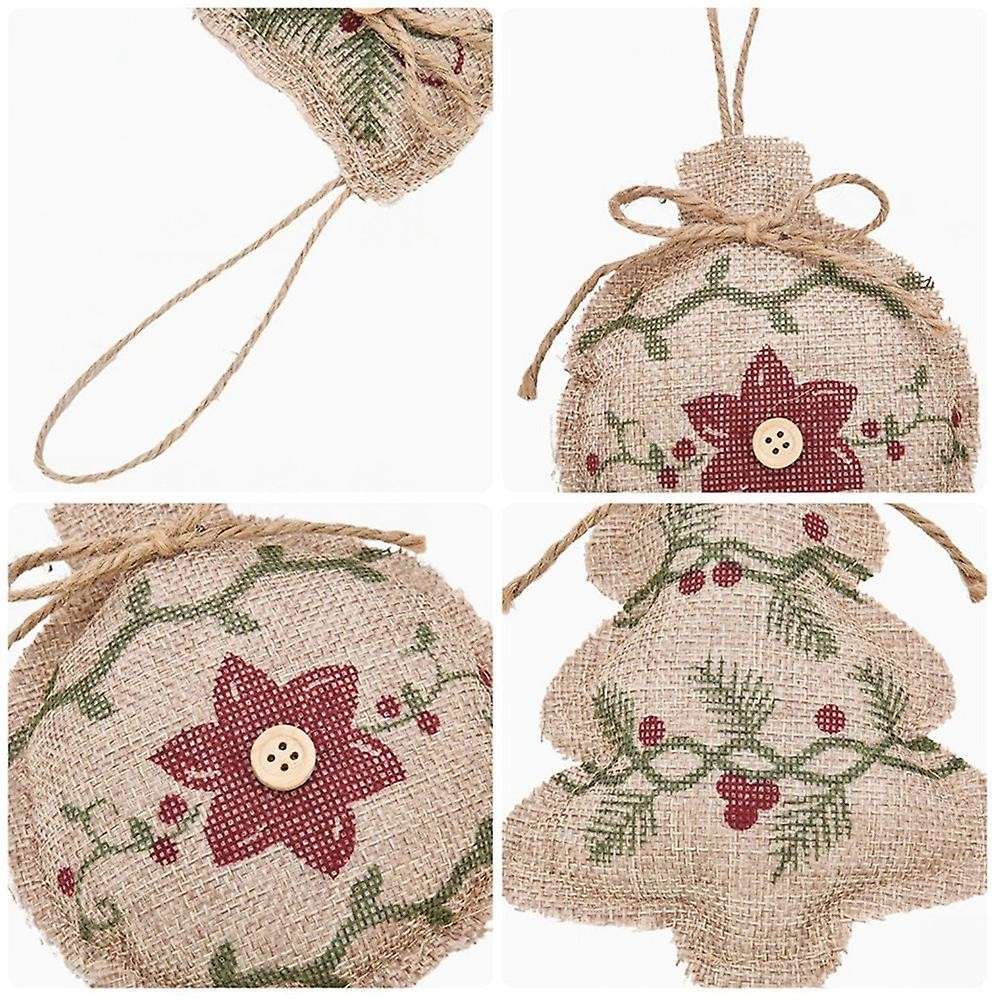 12pc Christmas Tree Burlap Hanging,ball Stocking Shaped Hanging Decor