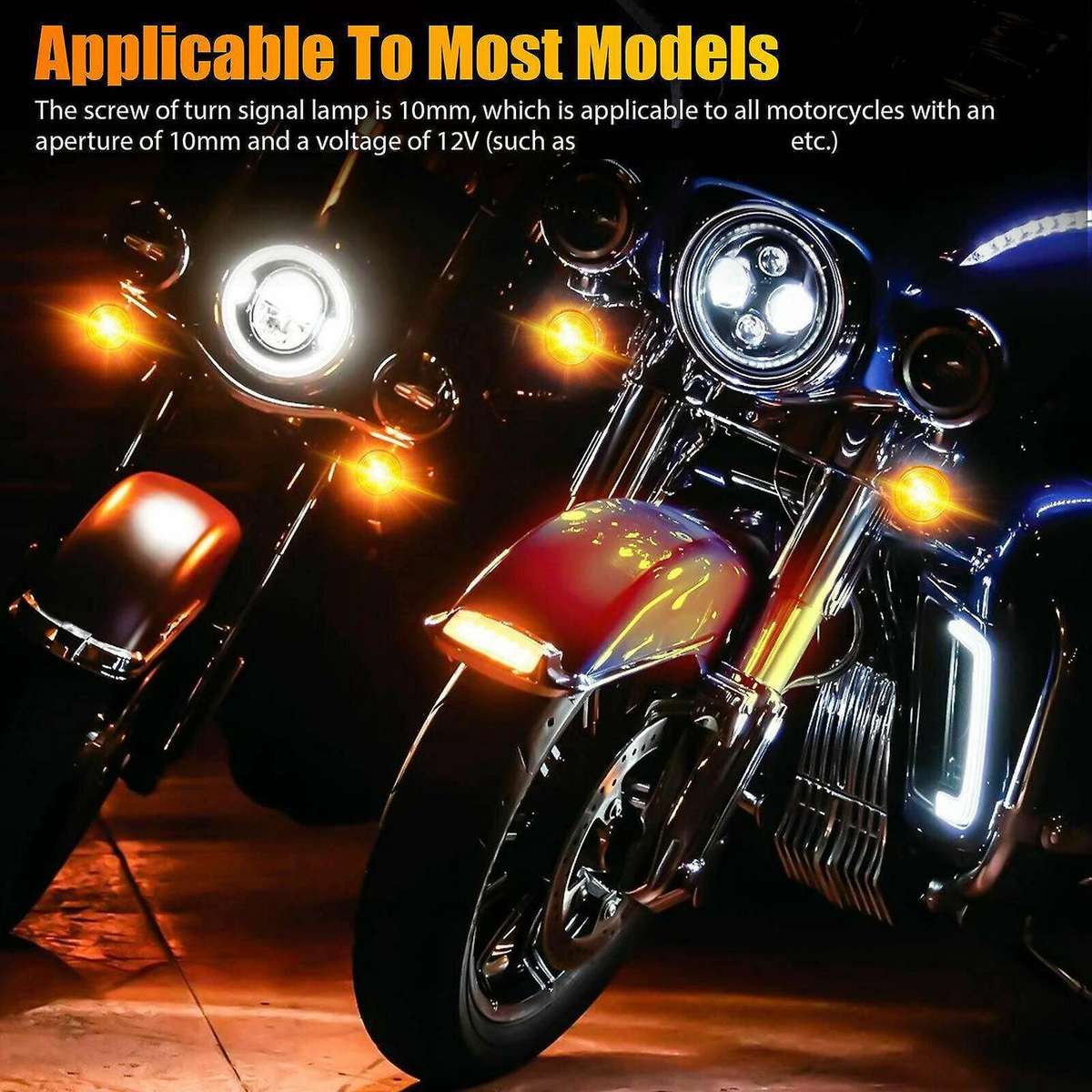 4pcs Motorcycle Turn Signals Amber Led Indicator for Yamaha Suzuki