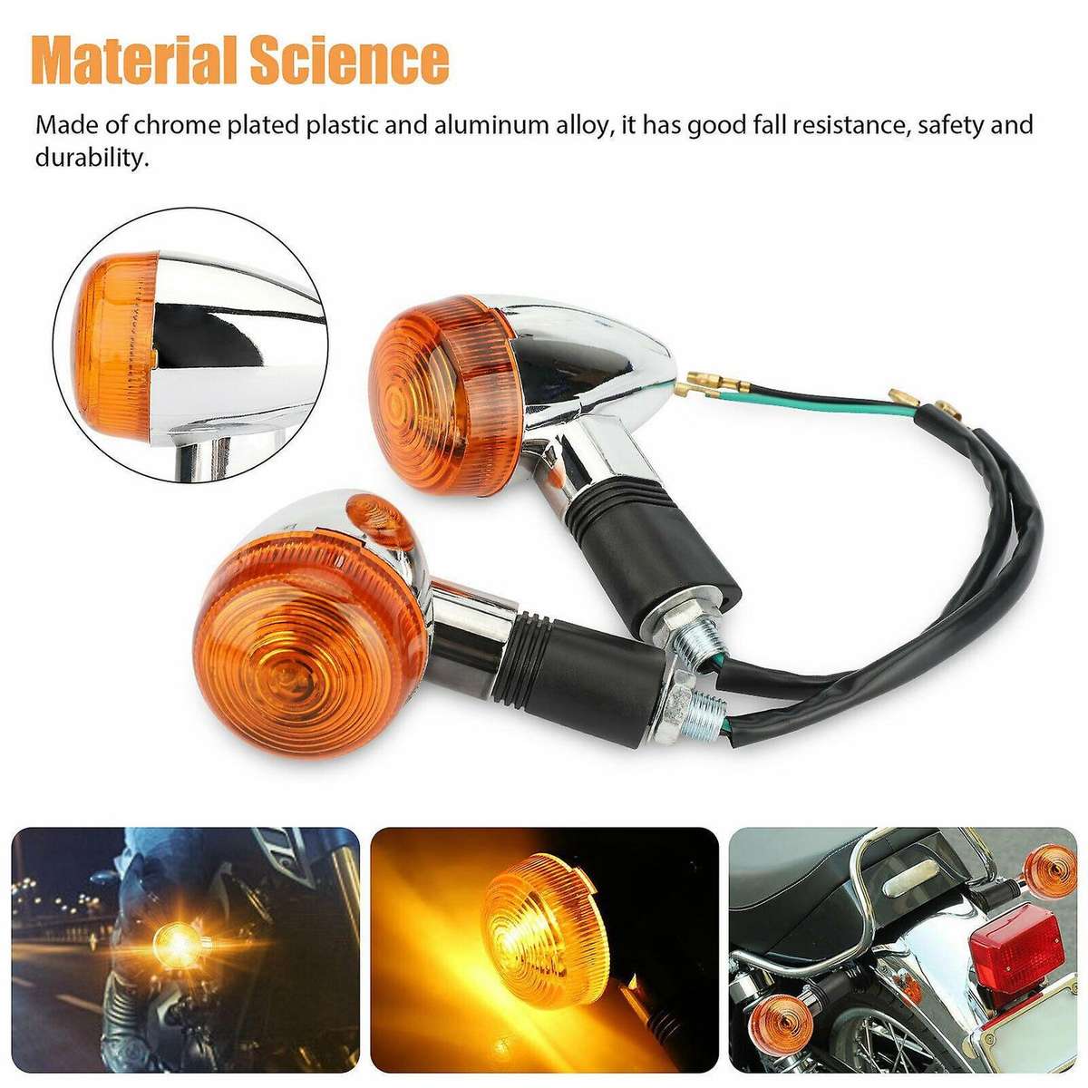4pcs Motorcycle Turn Signals Amber Led Indicator for Yamaha Suzuki