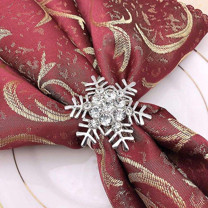 Silver Snowflake Napkin Ring Christmas Napkin Holder Festive