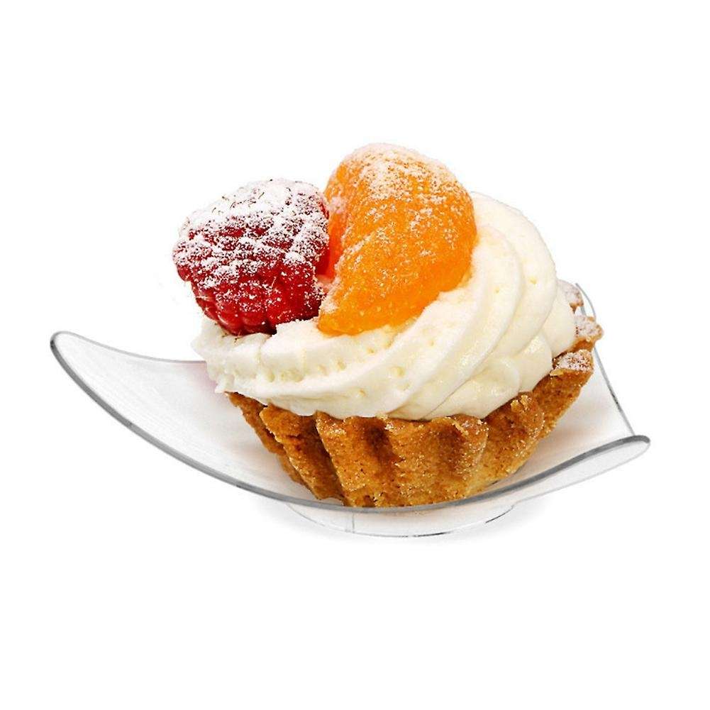 48 Pcs Disposable Plastic Dessert Trial Bowl Triple-cornered Plate