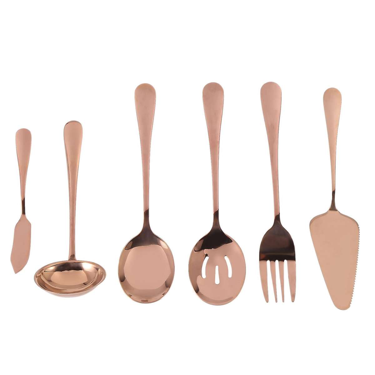 6-piece Serving Flatware Silverware Set,serving Utensil Set,rose Gold
