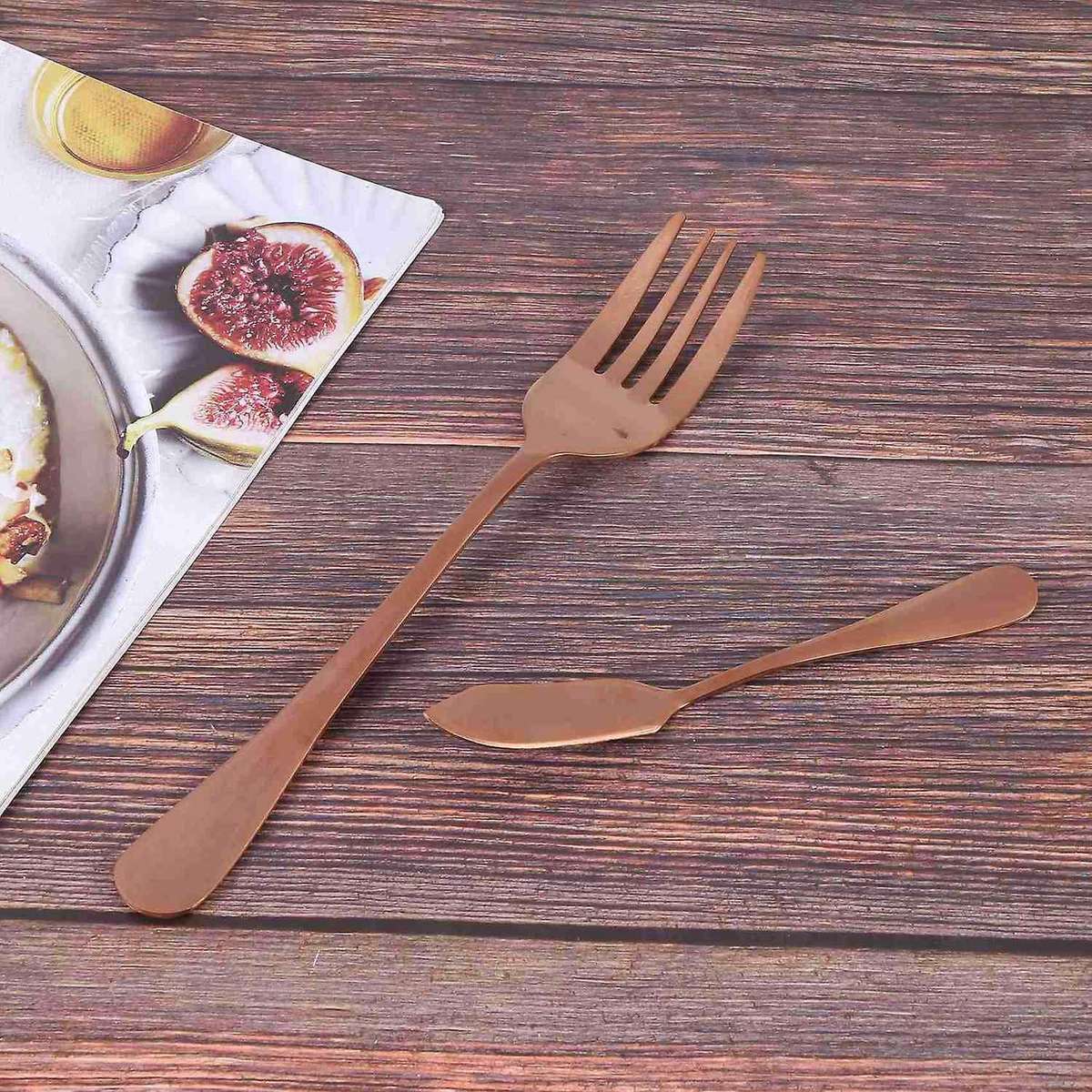 6-piece Serving Flatware Silverware Set,serving Utensil Set,rose Gold