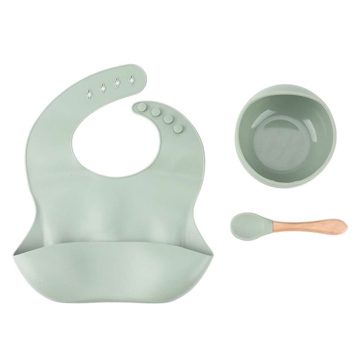 Silicone Baby Feeding Set,baby Bowl,silicone Bib,spoon,cutlery Set,2