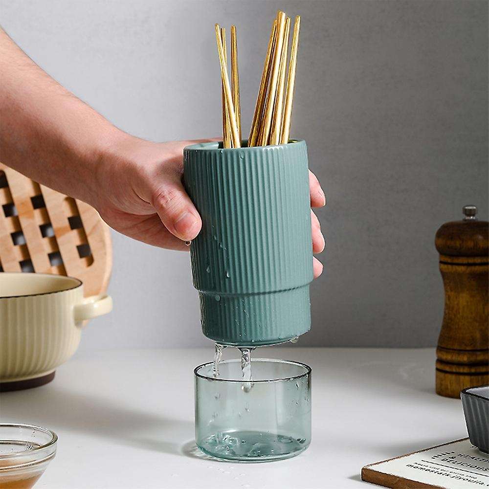 Ceramic Tableware Rack Chopsticks Basket Knife Storage Box Yellow