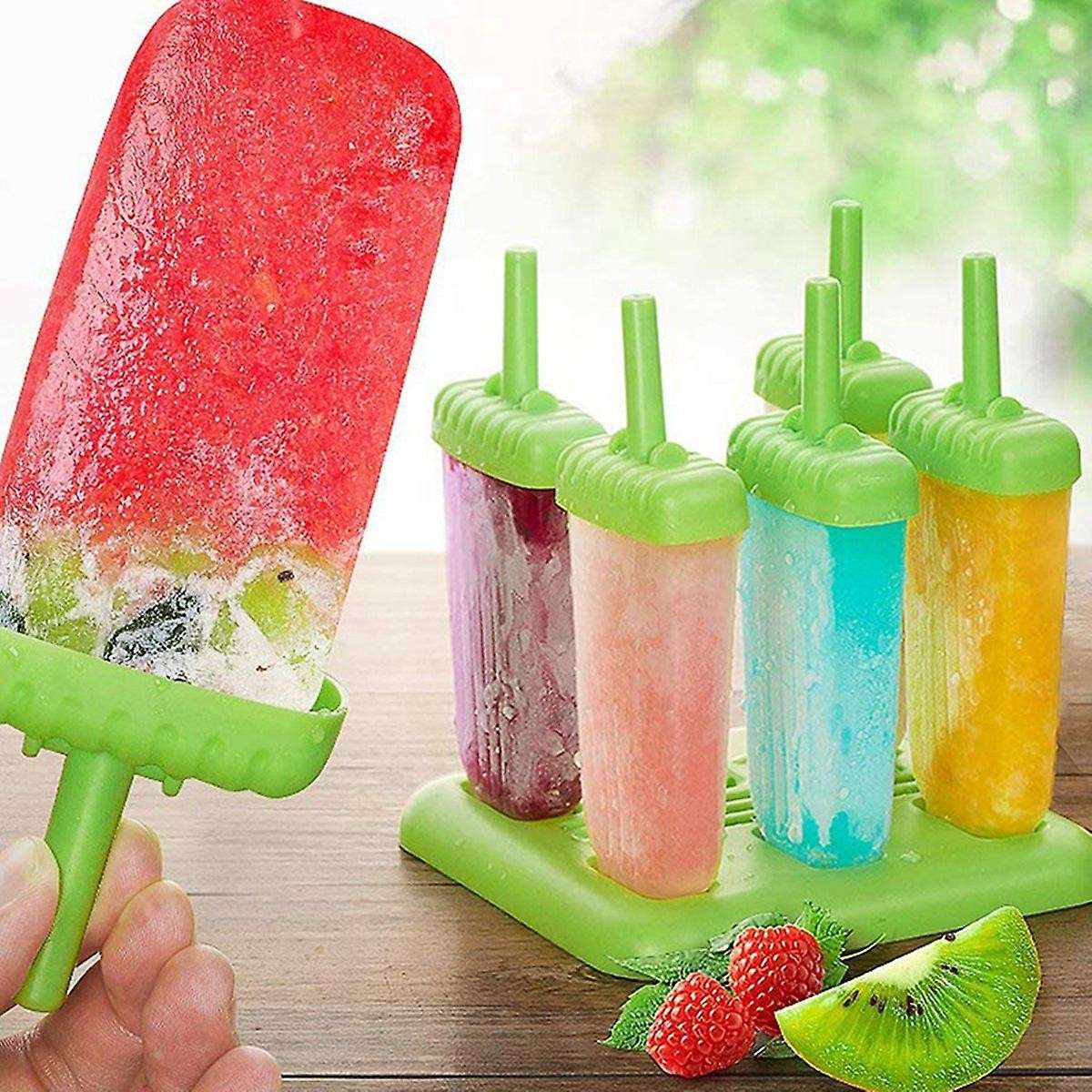 6pcs Popsicle Molds Plastic Kids Ice Cream Tray Kitchen Supply
