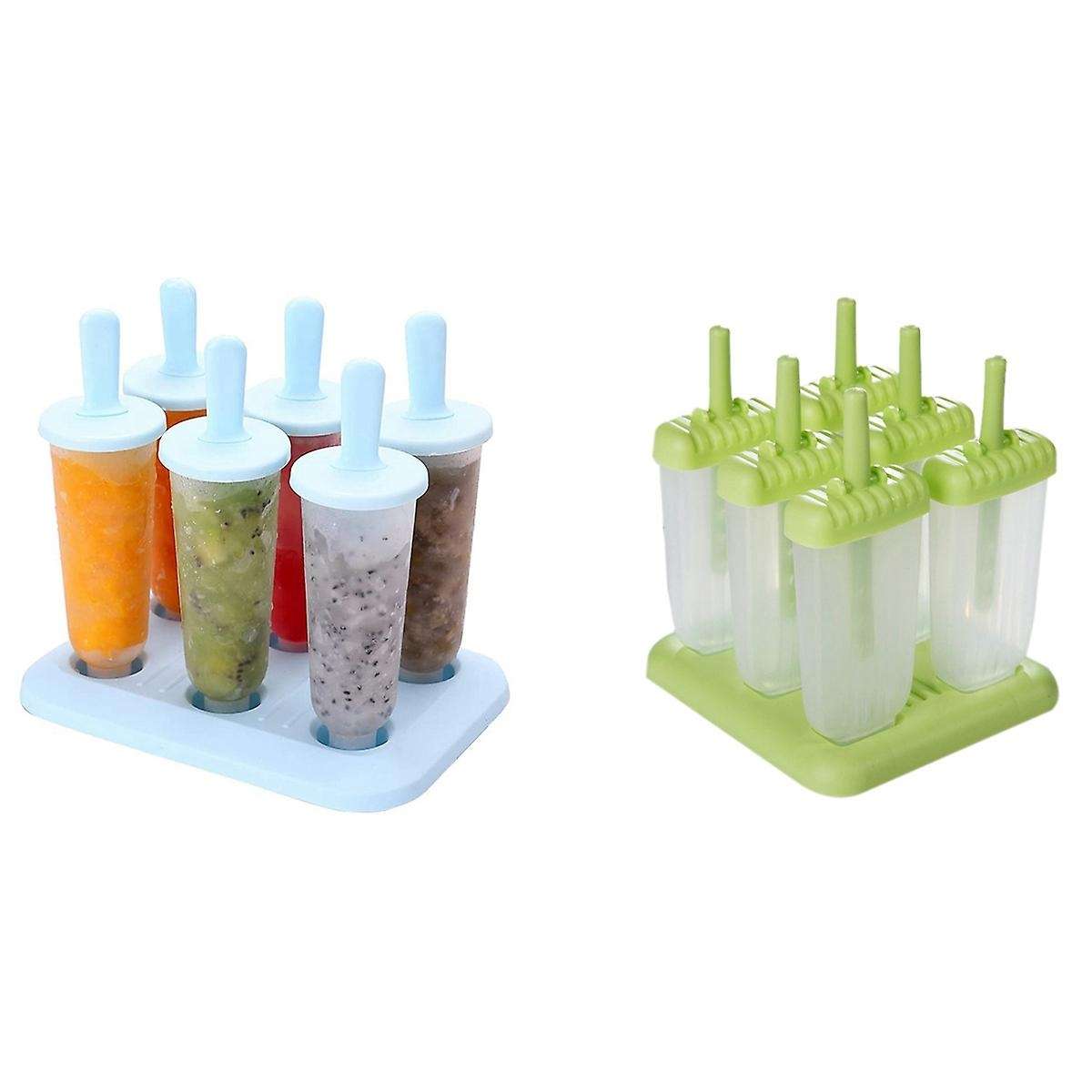 6pcs Popsicle Molds Plastic Kids Ice Cream Tray Kitchen Supply