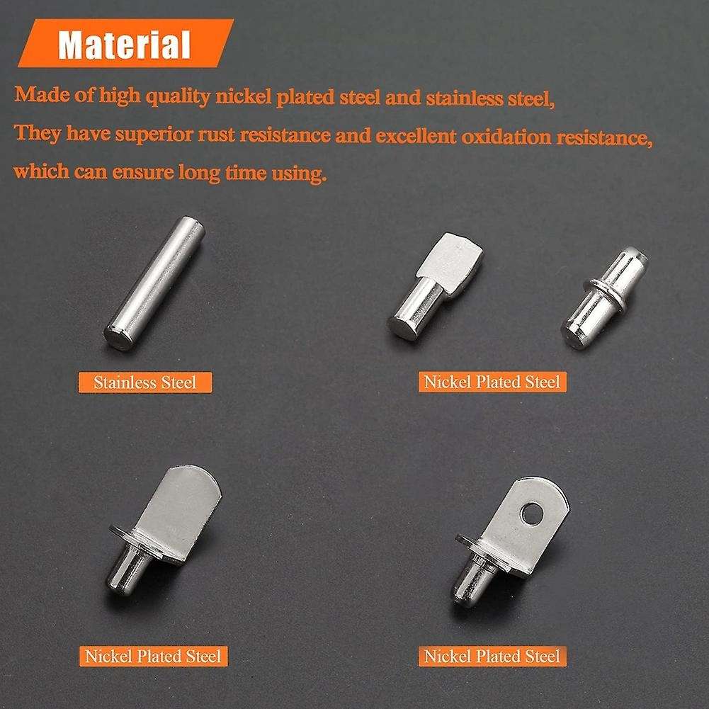 86 Pieces 5 Styles Shelf Pins Kit,nickel Plated Shelf Bracket Pegs